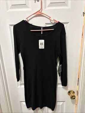 Classic Black Long Sleeve Knit Dress